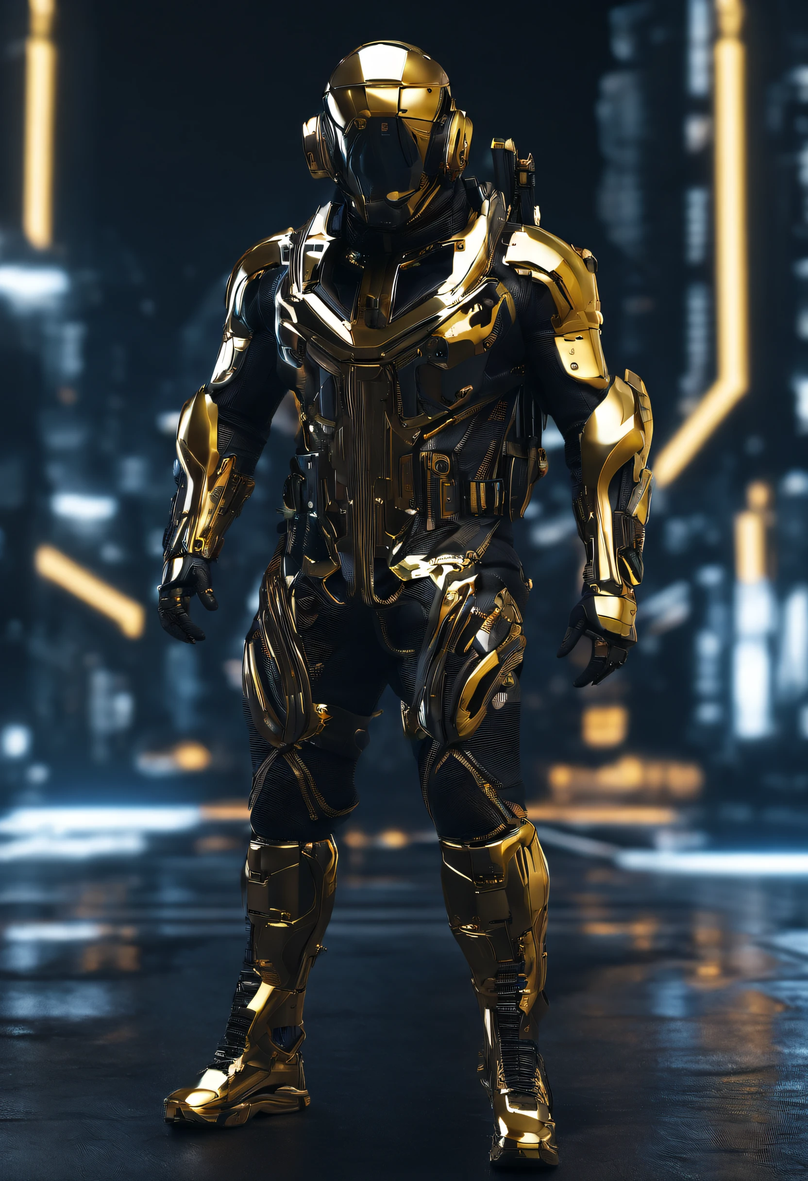 Golden amber,cyber punk perssonage,Fine materials,(Shining Effect)