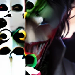 Masterpiece, best quality, realistic and perfect image, cinema photograph of a gothic joker.full body