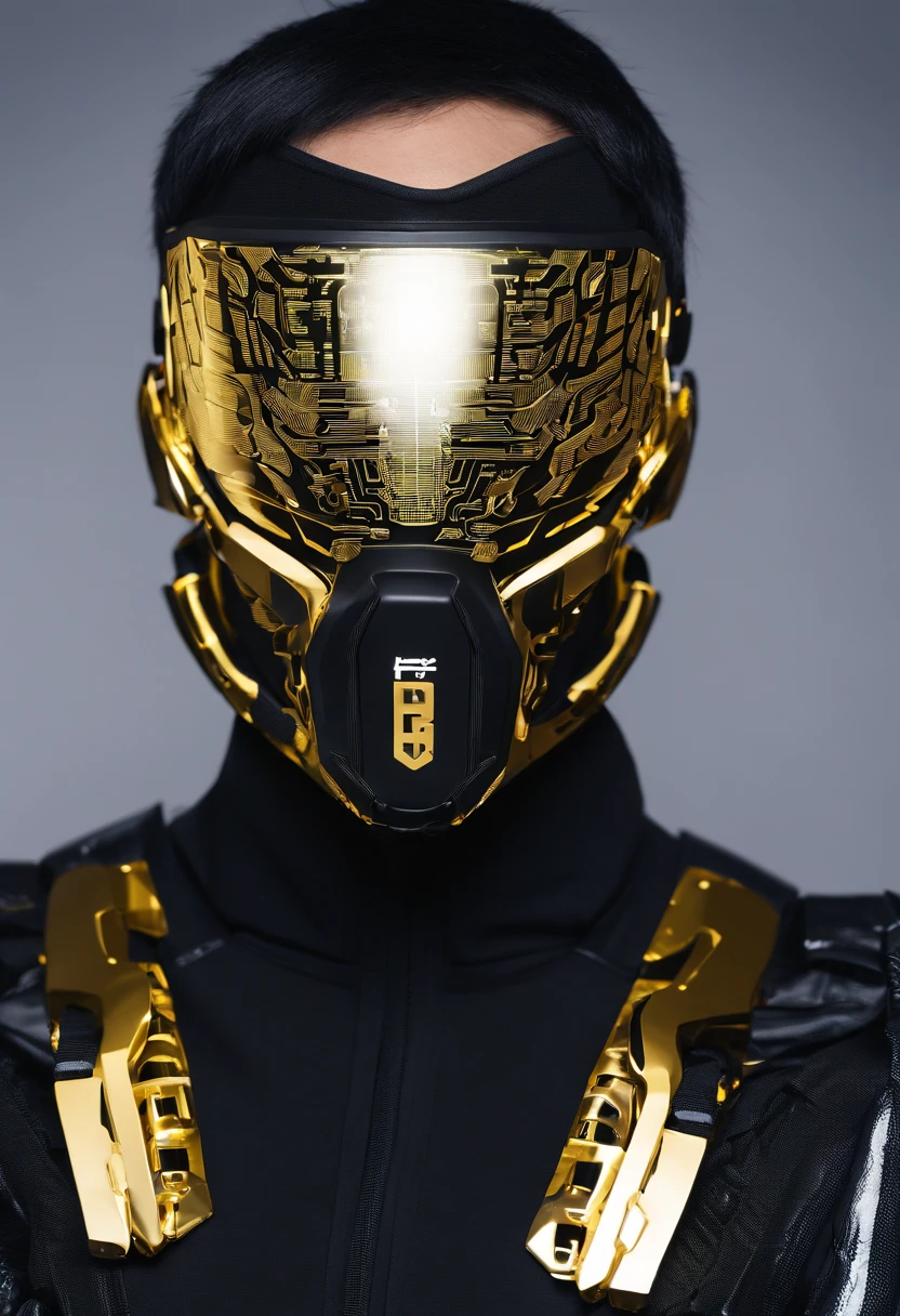 Golden amber,Fine materials,(Shining Effect),Hacker styling,(Faceless masks),fluorescent light