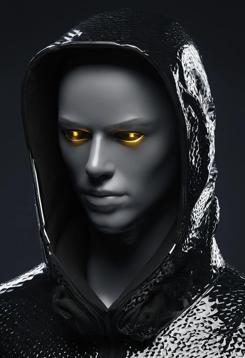 Golden amber,Fine materials,(Shining Effect),Hacker styling,(Faceless masks),fluorescent light