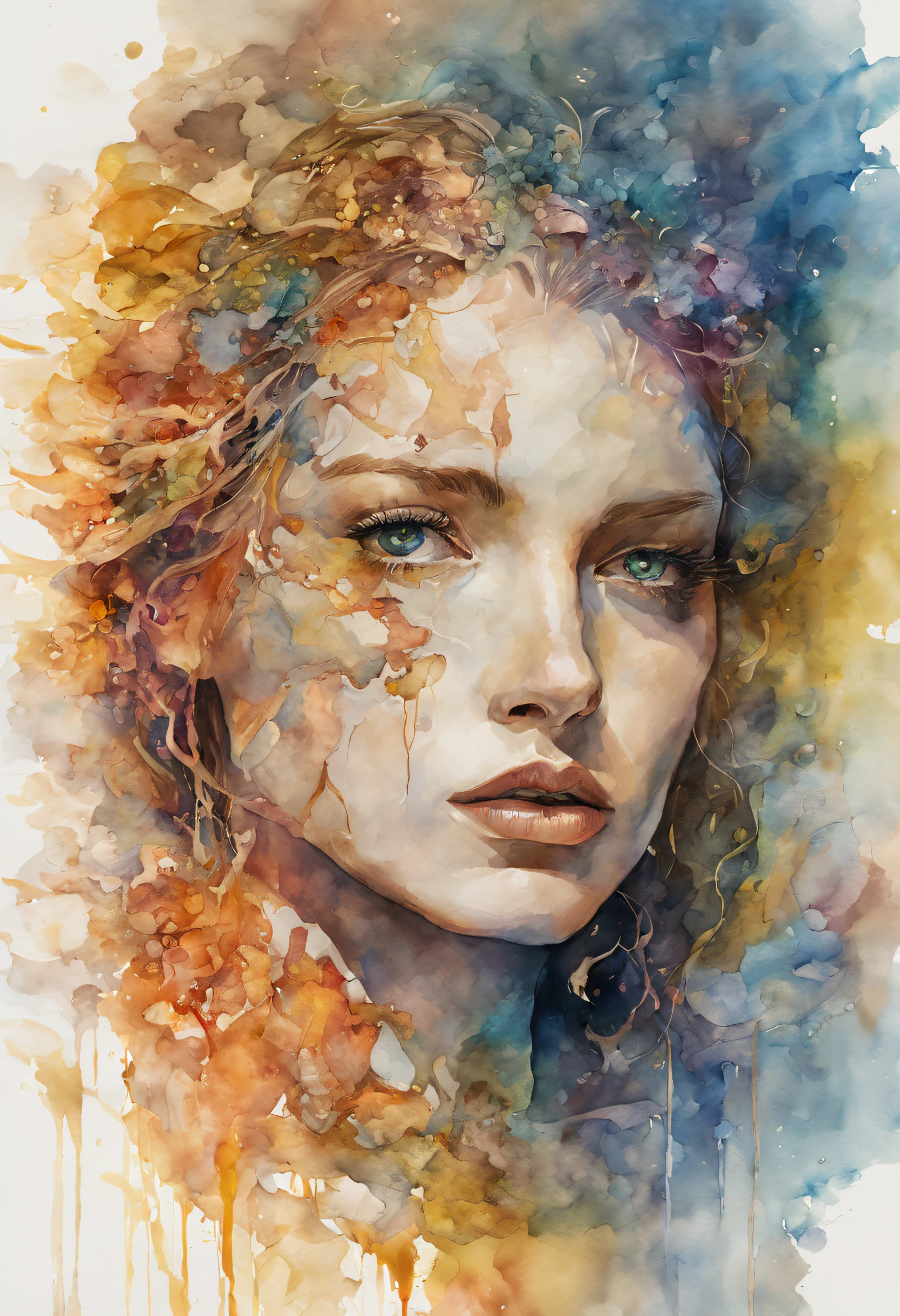 Water graphics, beautiful face of the ocean head, third eye visible on the forehead, watercolor, white background, watercolor intensity, very detailed, with sharp focus and smooth transitions. Carne Griffiths, Wadim Kashim, Carl Larsson, Pascal Blanche, golden ratio, masterpiece, trend on CGSociety and Artstation, bottomless, impressive, something that does not even exist, textures, iridescent scales and luminescent, impressive beauty, pure perfection, divine presence, unforgettable beauty, impressive, impressive, volumetric light, auras, rays, reflections of vivid colors., no background, vivid colors reflect, watercolor, artstation trends, sharp focus, studio photo, intricate details, very detailed, author: greg rutkowski