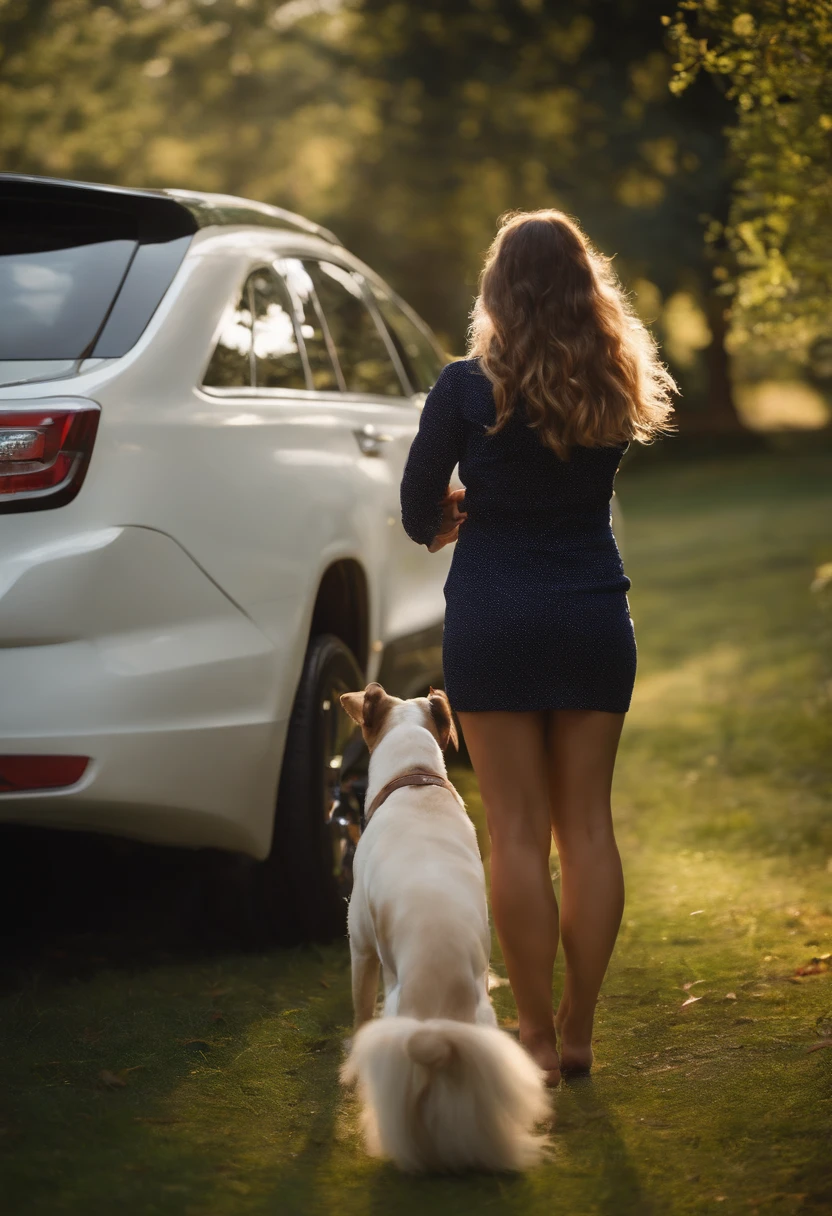 a dog clapping a woman's ass,backview of camera