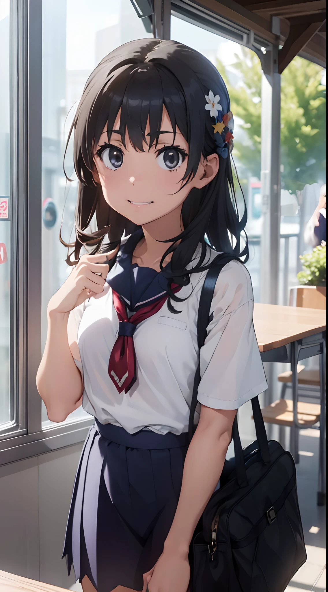 One lady,,japanes,(((校服))),Full body portrait,,Wet with sweat,A smile,Clothes are wet,(((Satin Narico)))High quality, detail, Depth and finesse。stares at the camera。Use of fisheye lenses、Beast hairstyle ban、Maintain finger shape、impact-resistanthigh-quality, detail, Depth and 3D effects。Worthy of 16k wallpapers。The texture of the material changes.、Realistic expression.。Official art。Natural light,((Realism: 1.2)), dynamic far view shot,Cinematic lighting, Perfect composition, by sumic.Has a small, ultra-detailliert, Official art, masutepiece, (Best Quality:1.3), glint, Highly detailed CG Unity 16K wallpaper, Detailed background, masutepiece, Best Quality, (masutepiece), (Best Quality:1.4), (超A high resolution:1.2), (hyper realisitic:1.4), (Photorealistic:1.2), Best Quality, High quality, hight resolution, Detail Enhancement,(((School))((()))