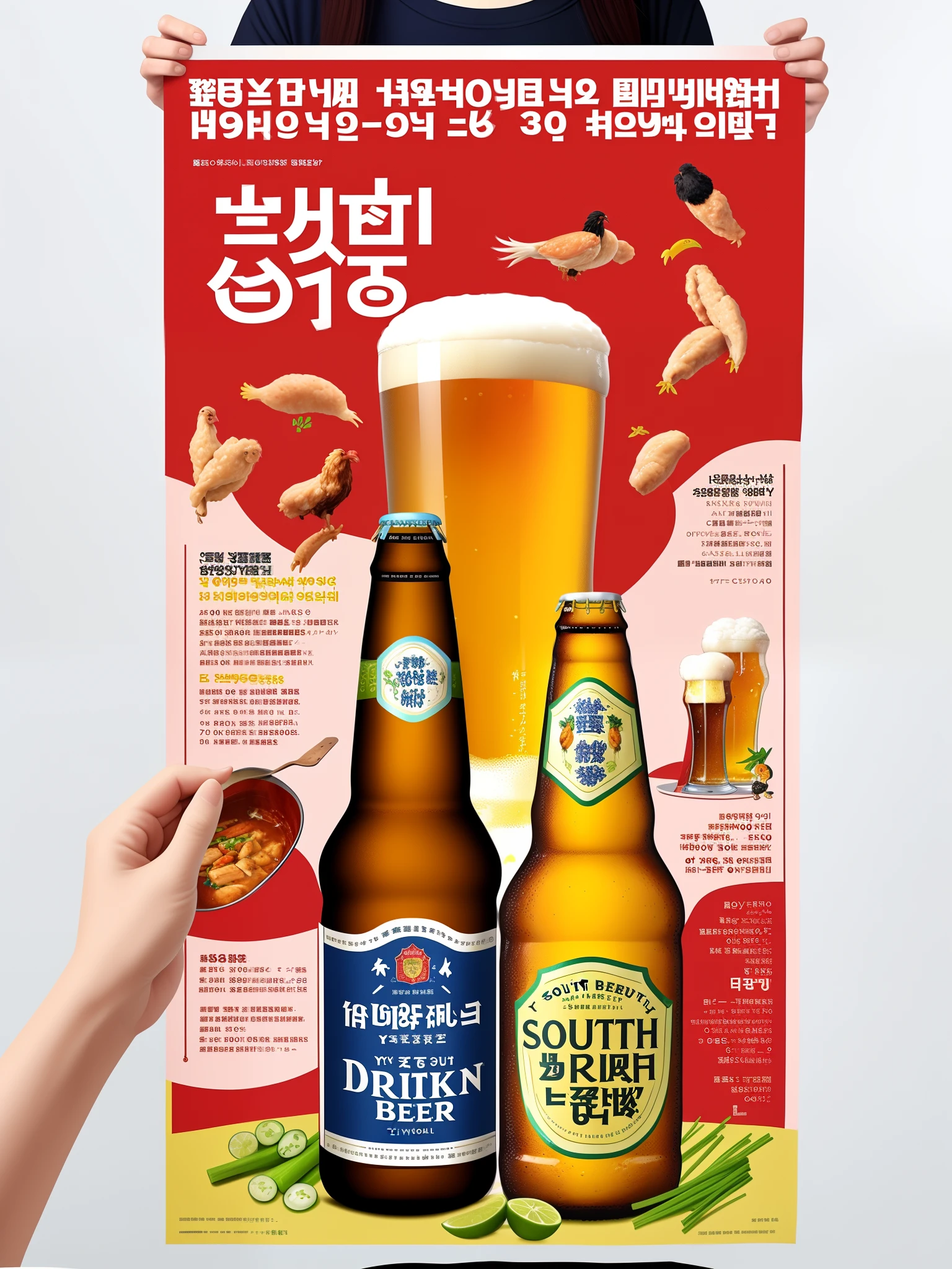 For illustration of non-alcoholic beer、
Yangnyeom Chicken Accompaniment!
and、
A poster that says South District West (4)