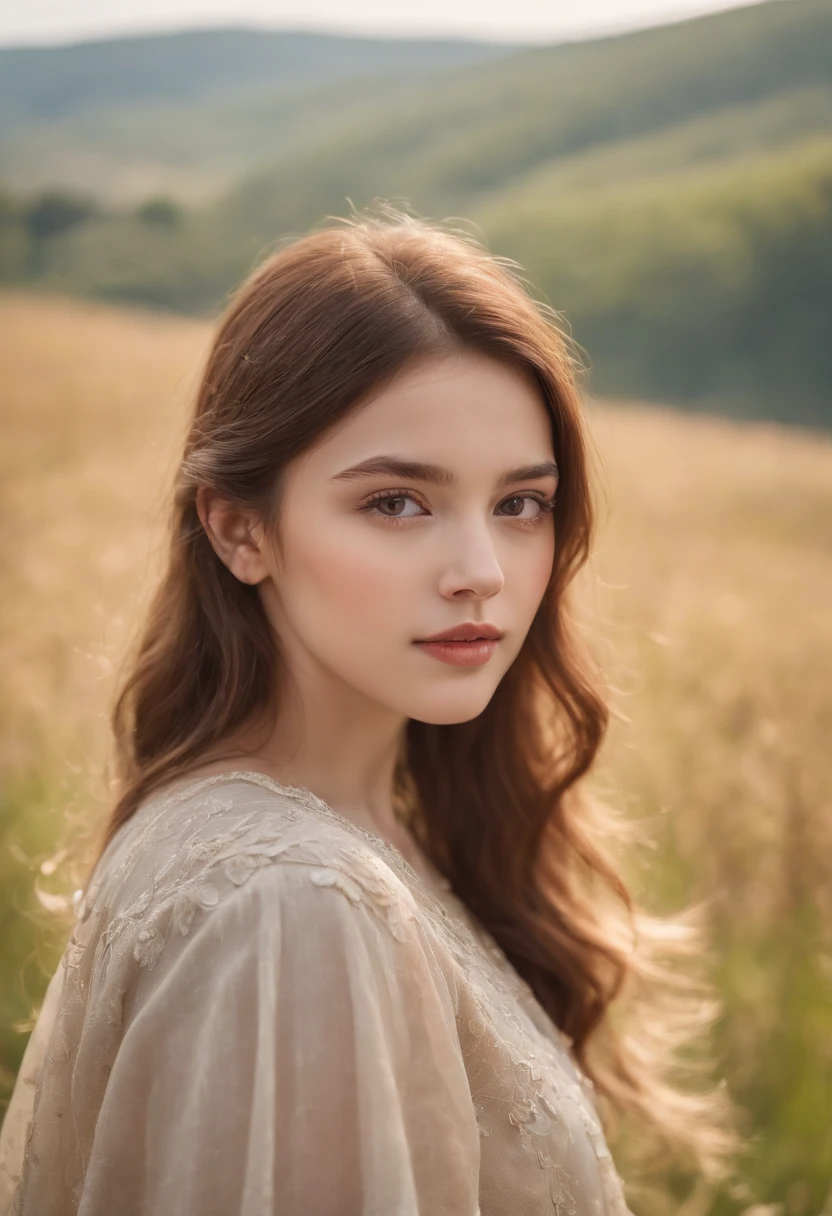 Highest image quality, Outstanding details, Ultra-high resolution, The best illustration, highly condensed 1girl, with a delicate and beautiful face, In the background is a rural area with beautiful scenery