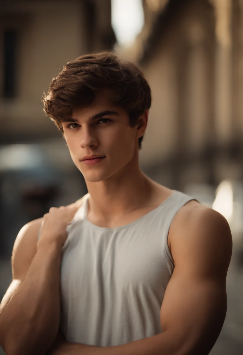 Personnage masculin qui est mignon. He has brown hair that reaches his shoulder. Il est sexy. He has the eyes in fine. He is 17 years old. He's muscular like a normal teenager. Il est de belles mains finne et vaineuses. Il mesure 1m70. He has a very voluminous 20 cm penis. Il est tout nu.