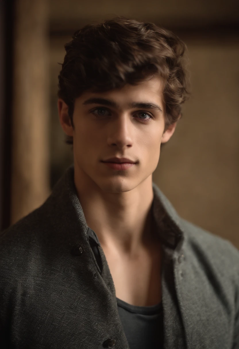Personnage masculin qui est mignon. He has brown hair that reaches his shoulder. Il est sexy. He has the eyes in fine. He is 17 years old. He's muscular like a normal teenager. Il est de belles mains finne et vaineuses. Il mesure 1m70. He has a very voluminous 20 cm penis. Il est tout nu.