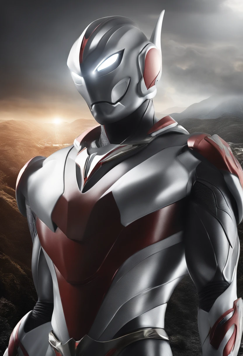 Ultraman realistically combines light and shadow with white and gray black body handsome