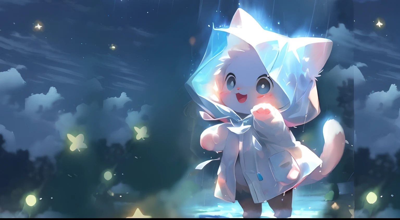 anime big breast, Anime girl, cat, rain, Night, raincoat, rain, adorable digital art, Cute detailed digital art, lovely digital painting, Guviz-style artwork, cute artwork, 4K anime wallpaper, Splash art anime , anime wallpaper, advanced digital chibi art, Anime art wallpaper 4k, Anime art wallpaper 4 K