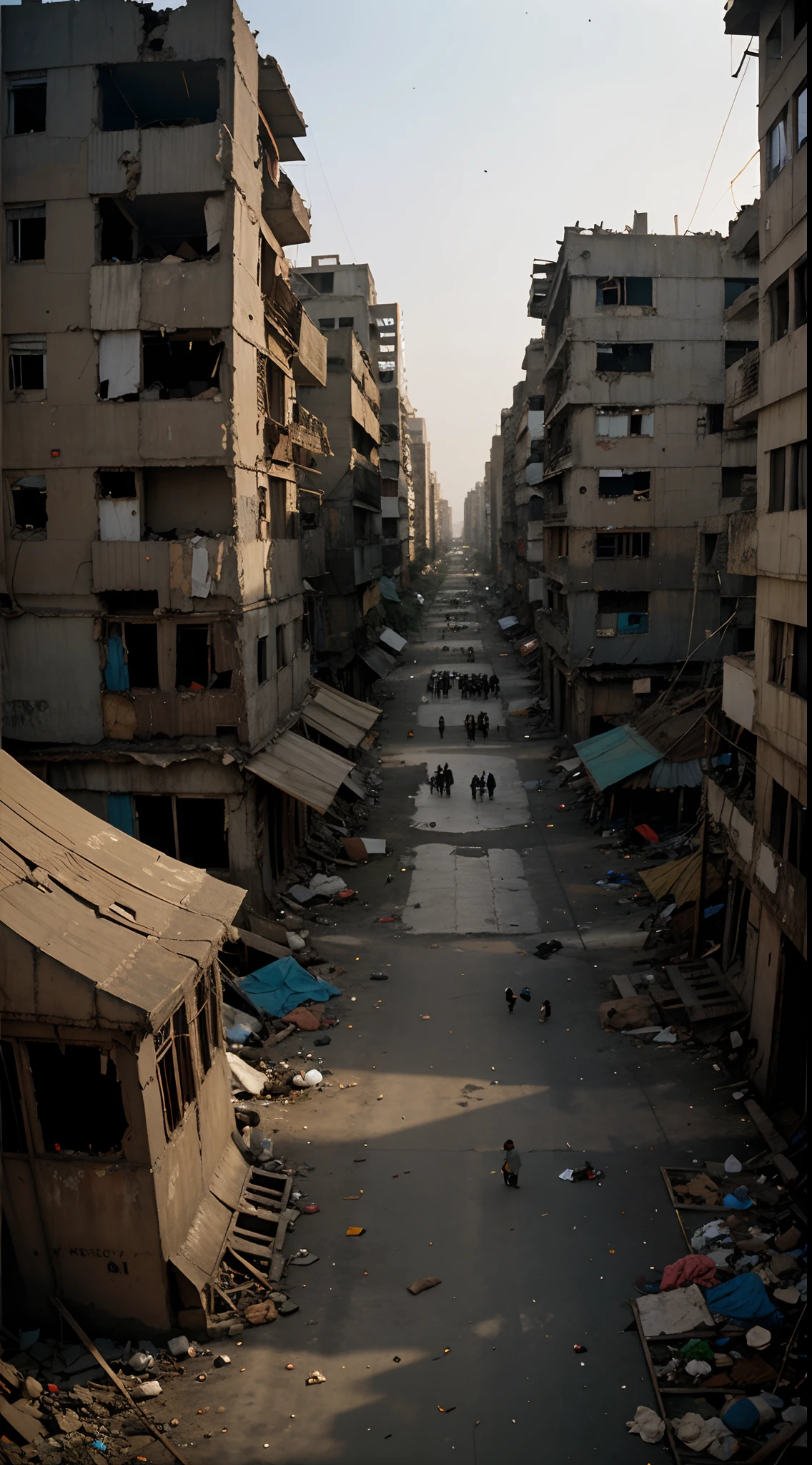 destroyed city, slum,africa,1994,dark background