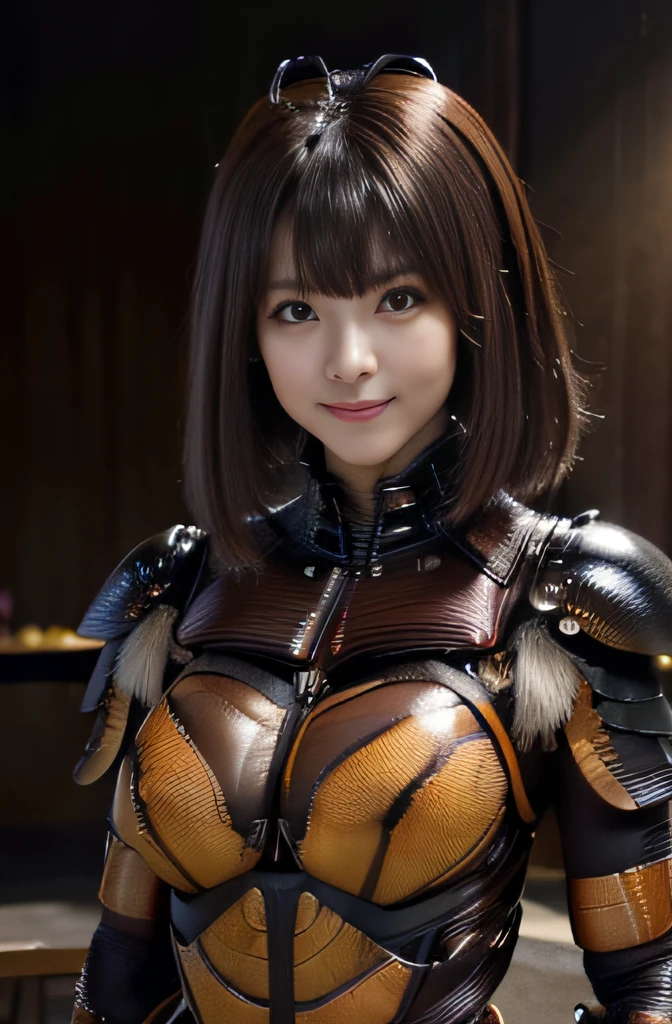 (high resolution,masterpiece,best quality,extremely detailed CG, anime, official art:1.4), realistic, photo, amazing fine details, all intricate, gloss and shiny,awesome many layers, 8k wall paper, 3d, sketch, kawaii, illustration,( solo:1.4), perfect female proportion,villainess, (fusion of dark brown cockroach and lady:1.4), (brown cockroach form lady:1.2), (brown cockroach lady:1.2), (fusion:1.2), (solo:1.4), (evil smile:1.2), muscular, abs, (cockroach brown exoskeleton bio insect suit:1.4), (cockroach brown exoskeleton bio insect armor:1.2), (brown transparency cockroach wing:1.4), (brown cockroach antennae:1.3),