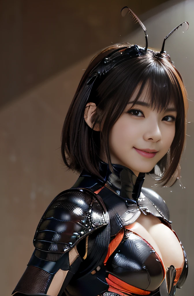 (high resolution,masterpiece,best quality,extremely detailed CG, anime, official art:1.4), realistic, photo, amazing fine details, all intricate, gloss and shiny,awesome many layers, 8k wall paper, 3d, sketch, kawaii, illustration,( solo:1.4), perfect female proportion,villainess, (fusion of dark brown cockroach and lady:1.4), (brown cockroach form lady:1.2), (brown cockroach lady:1.2), (fusion:1.2), (solo:1.4), (evil smile:1.2), muscular, abs, (cockroach brown exoskeleton bio insect suit:1.4), (cockroach brown exoskeleton bio insect armor:1.2), (brown transparency cockroach wing:1.4), (brown cockroach antennae:1.3),