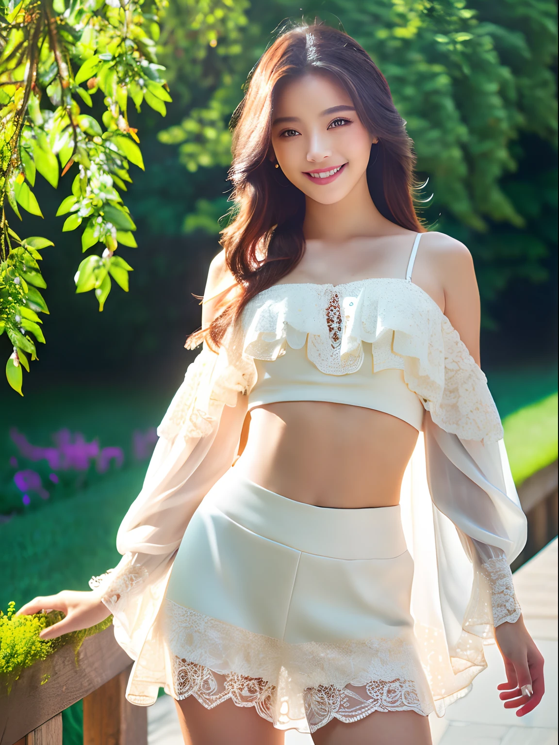 master piece,8k,(master piece,photorealistic:1.5),(master piece,ultra high resolution:1.5),(master piece,best quality,ultra detailed:1.5),
beautiful girl,10's,light smile,revealing clothes,outdoors,