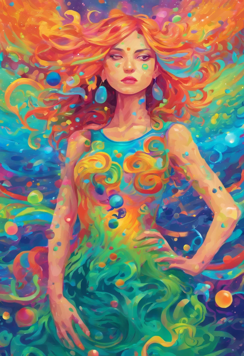 ((Top  Quality, 8K)), (realisitic), (sface focus: 1.1), (Blue and green: 1.3), Kawaii Girl, long  hair, Polychrome, colourfull, 
hair fluttering in the wind, facing to the side, Look up at your face, eyes closed, (sleeveless: 1.1)、skirt, D-cup breasts, Countless soap bubbles,The light comes in,