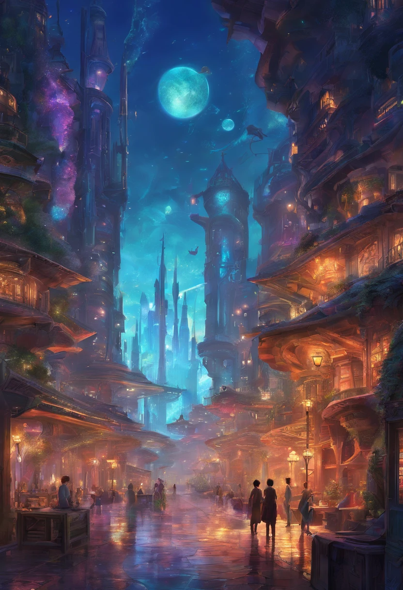 City of Progress、Cidade futuristica、Cyberpunk world、vibrant with colors，High gloss、Bustling neon mansions、Highly detailed HDR、Perfect、PerfectWorld、shiny reflective surfaces、subsurfacescattering、Beyond imagination、8K、Global illumination、wide angles、dreamworld