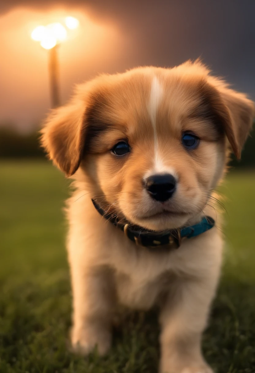 Cute puppy scared of lightning