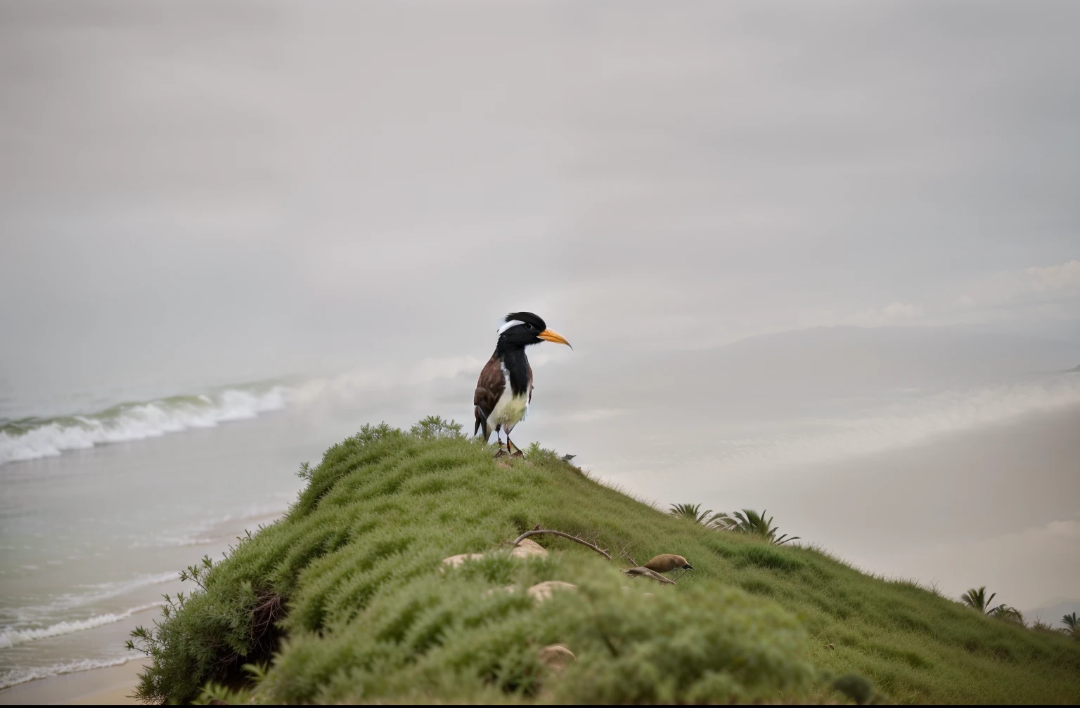 There's a bird with a long beak sitting on a rock, Foto de perfil, empoleirado em uma rocha, bird, foto de retrato, orgulhoso olhando para longe, Desviando o olhar, Directed by: Robert Brackman, an artistic pose, telefoto, Directed by: Egbert van der Poel, !!beleza natural!!, Phot, Olhar peruano, Parecendo inteligente, posing for the camera
