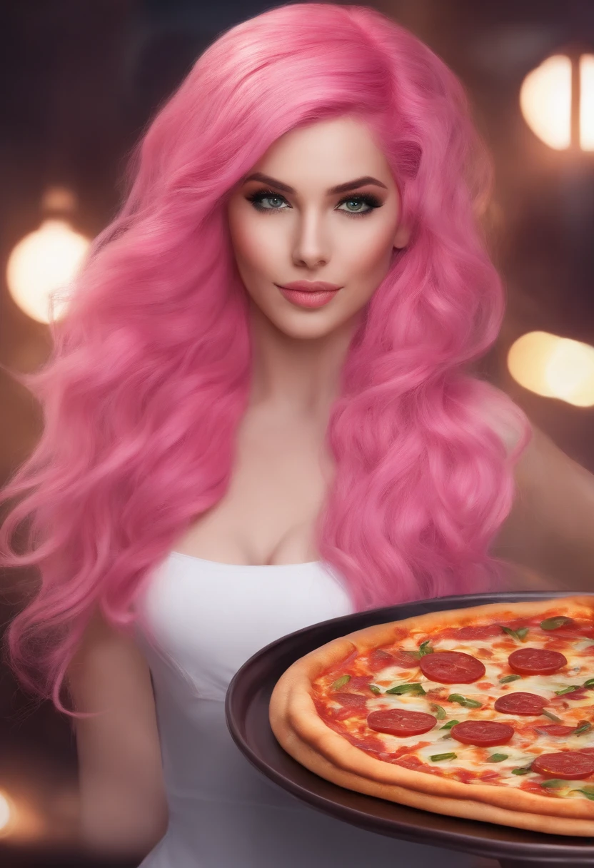 Pink hair funny pizza nom nom