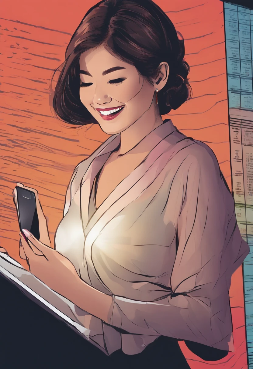 stock investment chart background
woman
smile
Japanese
look at phone