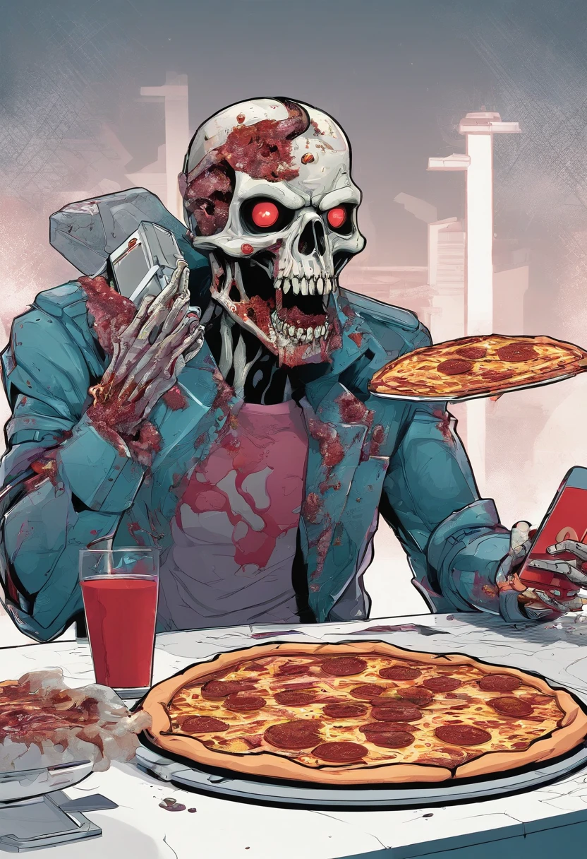Zombie eating pizza