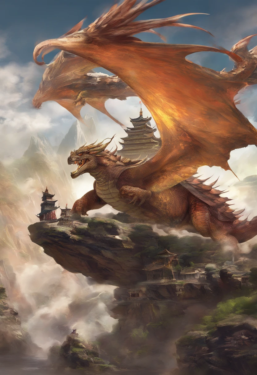 Dragon turtle,Huge, Heavy tortoiseshell shell,Chinese leader,The long tail of the snake,soaring waves,China-style,oc rendered,super-fine,high qulity,8K high resolution,ultra - detailed