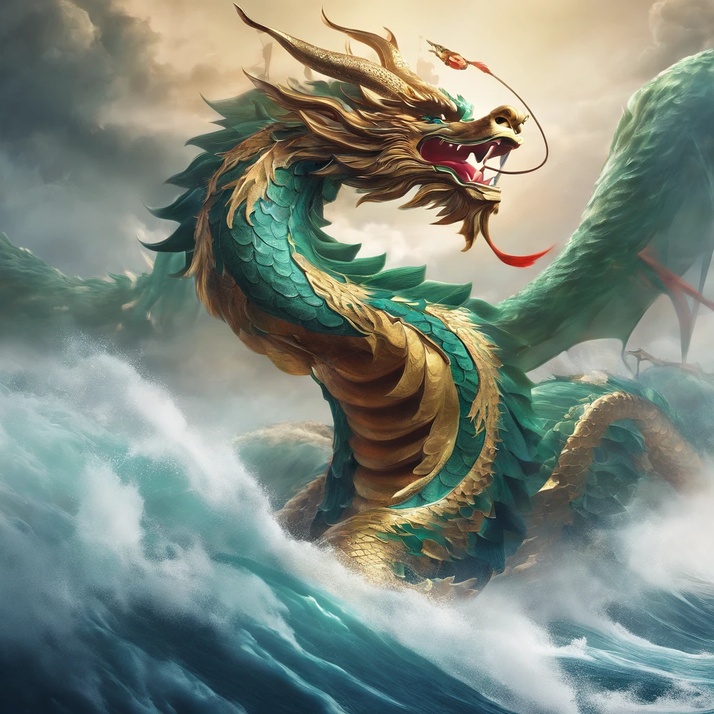 chinesedragon,soaring waves,China-style,oc rendered,super-fine,high qulity,8K high resolution,ultra - detailed