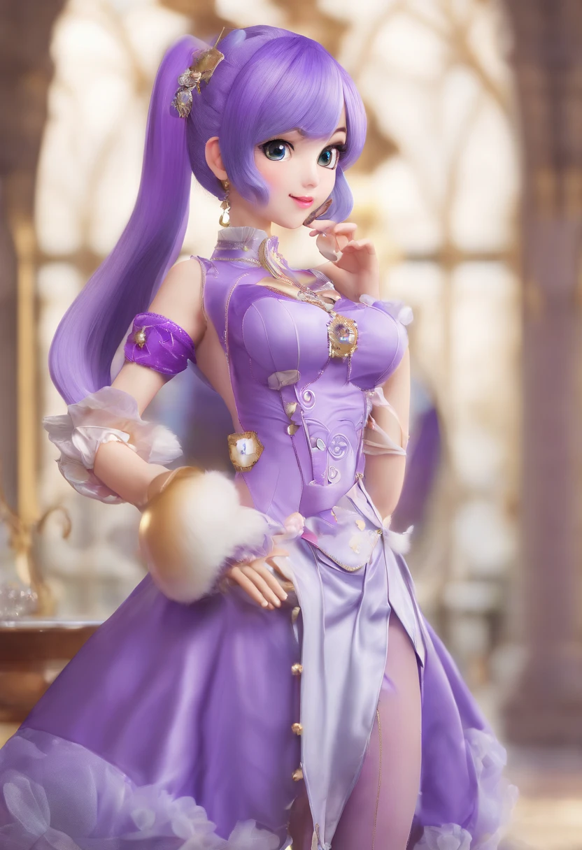 ultra-quality, High resolution,(Masterpiece 1.3),Best Quality++, Ultra-detailed+, Dynamic Angle,Beautiful girl lips, slim, 28 years old,slender, Colossal tits, gal make,large earring,Necklaces,the ring, Beautiful shoulders, Beautiful legs, droolng,Various hair colors,((Various hair styles)),((Silvery hair)), Short hair, Straight hair,((Purple Gothic Costume 1.4))、mare、hawaii、resort hotel、Lots of women
