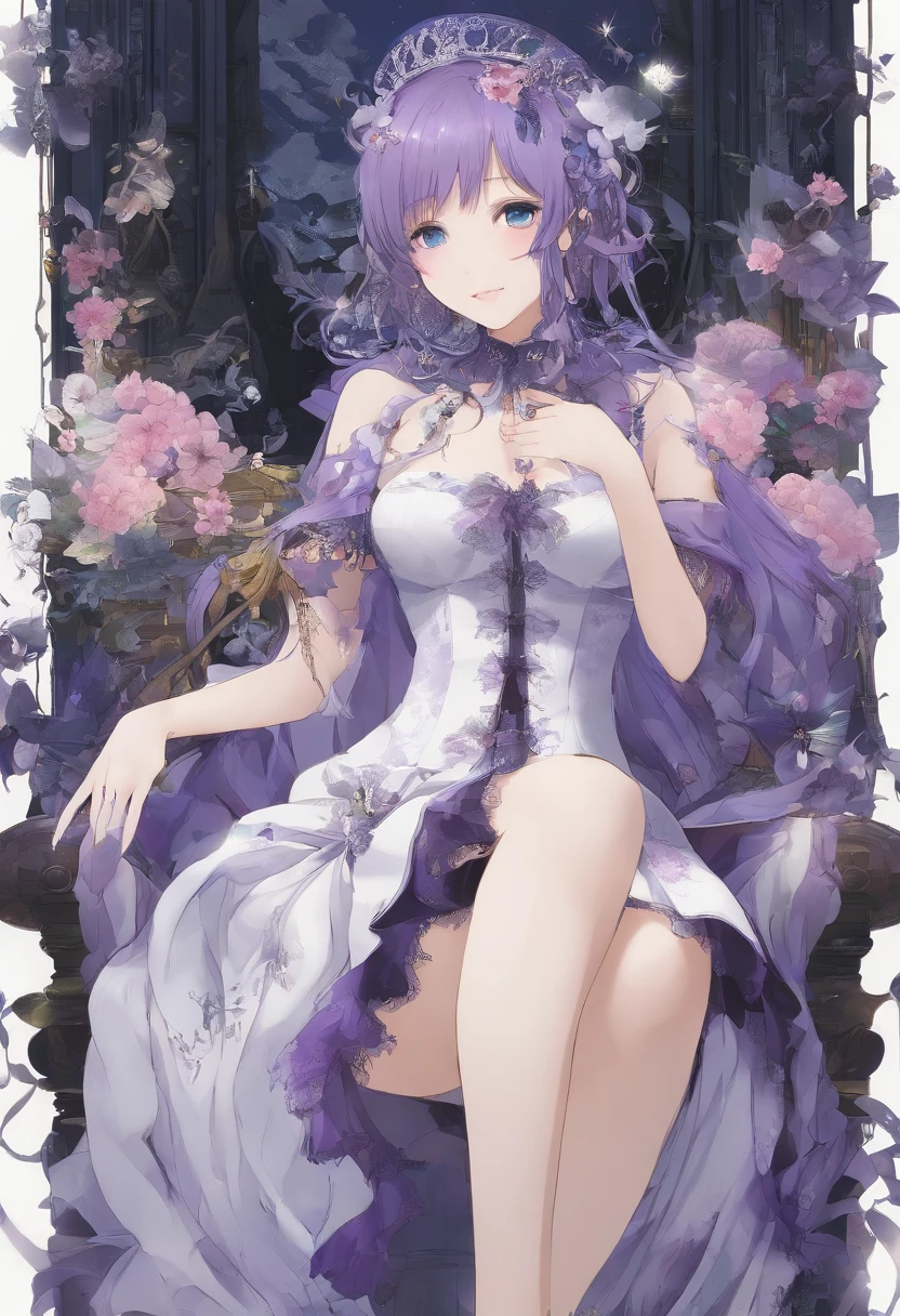 (nsfw photo, with a woman in the bottom right of photo:1.5, in white garden:1.5), Masterpiece, best quality, (very detailed CG unity 8k wallpaper), (best quality), High definition RAW color art, Animation,sculptures, (black Marble Skin), (((Ultra detailed elegant))), Magical atmosphere, Detailed skin, Texture,(Intricately detailed, Fine detail, ultra-detail art), depth of fields, bokeh, Silky Touch, Hyper Detail, beautiful eyes, Elegant Face, (posing on marble floor), sparkle background, enormous breast:1.4, nsfw:1.4, spread pussy:1.4, (opened legs, silver hair), purple white, skinny witchcraft dress, embarrassing face, hydrangea, Dramatic Light, maid costume, wide open udder, naked Genital:1.1