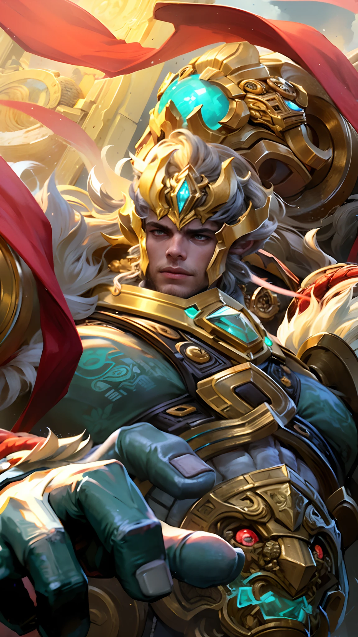 (Intricate Details, Masterpiece, Best Quality, High Resolution, 8k), (1man), (male:1.2), mature, dandy face, finely detailed eyes and face, toned body, masculine appeal, commanding presence, hot stud, bulging biceps and triceps, well-developed quadriceps and hamstrings, light skin, burgundy straight layered bangs hair, aquamarine eyes,  ornate details,  portrait, solo, half shot, looking down, detailed background, detailed face, (cogpunkai, cogpunk theme:1.1),  tech-mage,   [magic|technology], melding of spellcraft and advanced technology,  intricate [spellcasting clothes|mechanical gear], gear shaped glyphs,  ancient crystals,  [gears|ancient spell],  floating particles,  [innovative|enchanting] aura, high tech vehicle in background,   , finely detailed background, Depth of Field, VFX, young man and handsome