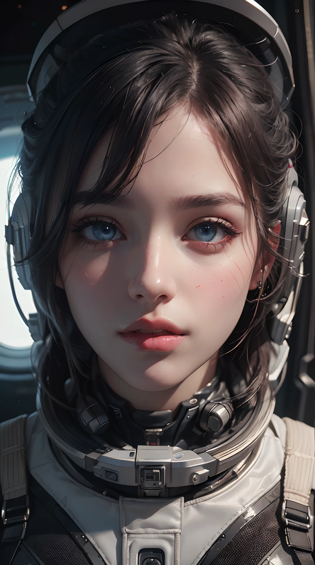 (best quality,4k,8k,highres,masterpiece:1.2), ultra-detailed, (realistic,photorealistic,photo-realistic:1.37), (beautiful detailed eyes, beautiful detailed lips, extremely detailed eyes and face, long eyelashes), studio lighting,physically-based rendering,vivid colors, (space punk, space travel:1.2),
