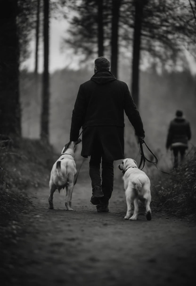 A man with dogs