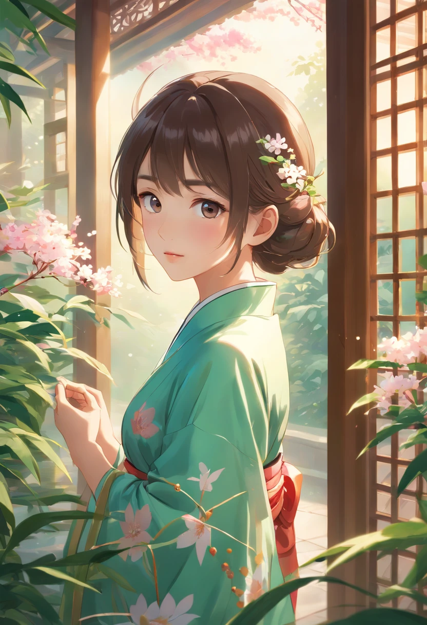 (best quality,4k,8k,highres,masterpiece:1.2),ultra-detailed,(realistic,photorealistic,photo-realistic:1.37),traditional Chinese culture,beautiful detailed eyes,beautiful detailed lips,extremely detailed eyes and face,longeyelashes,Cheongsam dress,gorgeous hair ornaments,exquisite embroidery,vivid colors,artistic portrait,studio lighting,soft and warm color tones,subtle shadows,serene garden background,graceful postures,peaceful expression,ancient charm,geometric patterns,fine silk fabric,delicate facial features,natural lighting,symmetrical composition,delicate hand movements,gentle breeze,ethereal atmosphere,subtle textures,tranquil setting,sublime beauty,lush greenery,flower blossoms,lively atmosphere,dainty accessories,attention to detail,harmonious composition