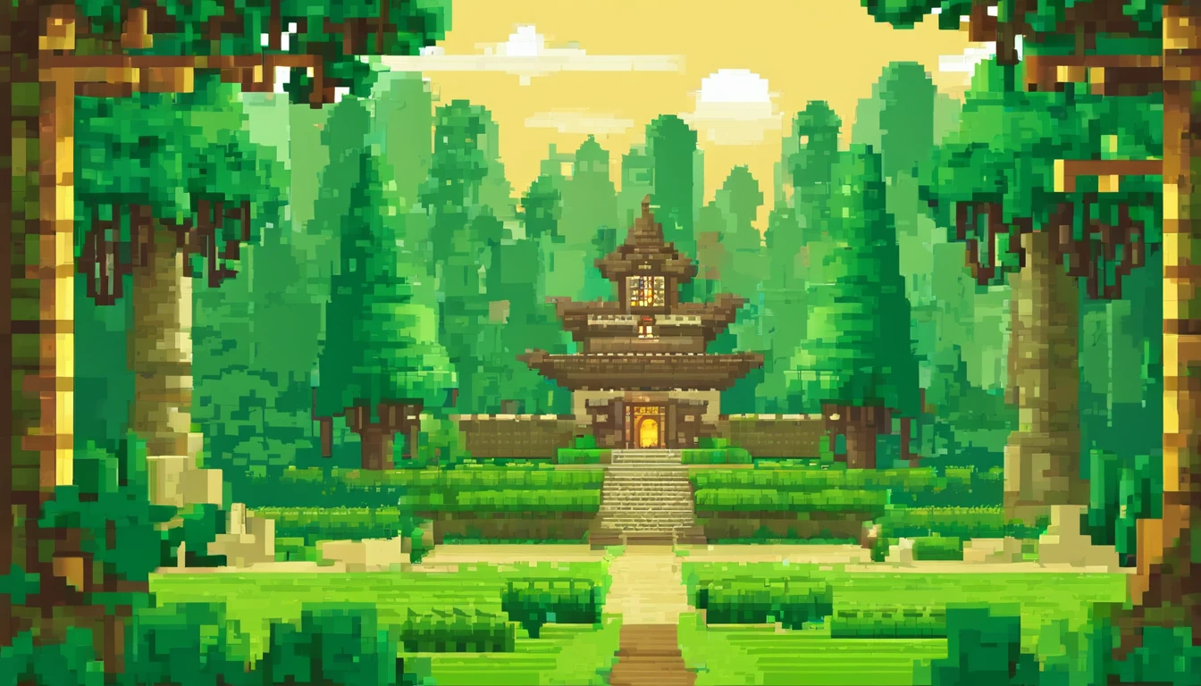Green forest in the back、Central Tower、Big sun
