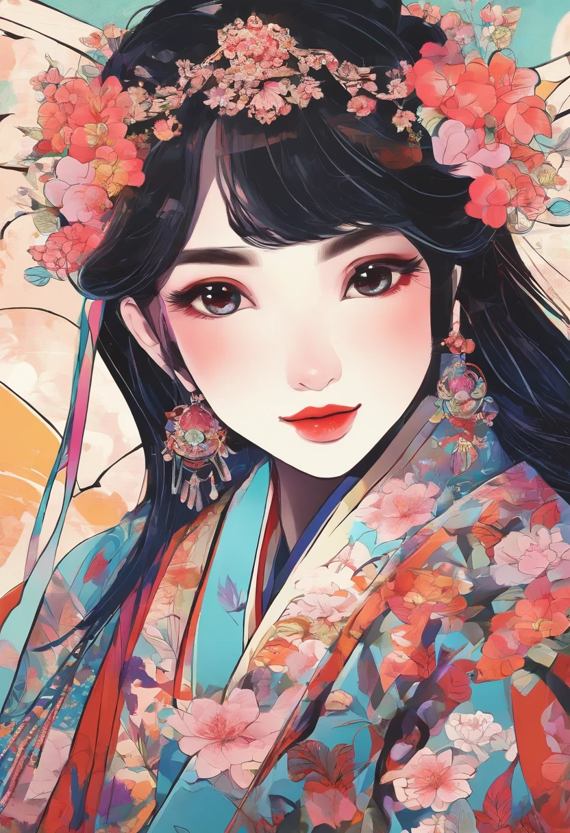 "(best quality,4k,highres,masterpiece:1.2),extremely detailed face,beautiful smiling girl in Hanfu,delicate makeup,long black hair,flower crown,light background,soft lighting,subtle color tones"