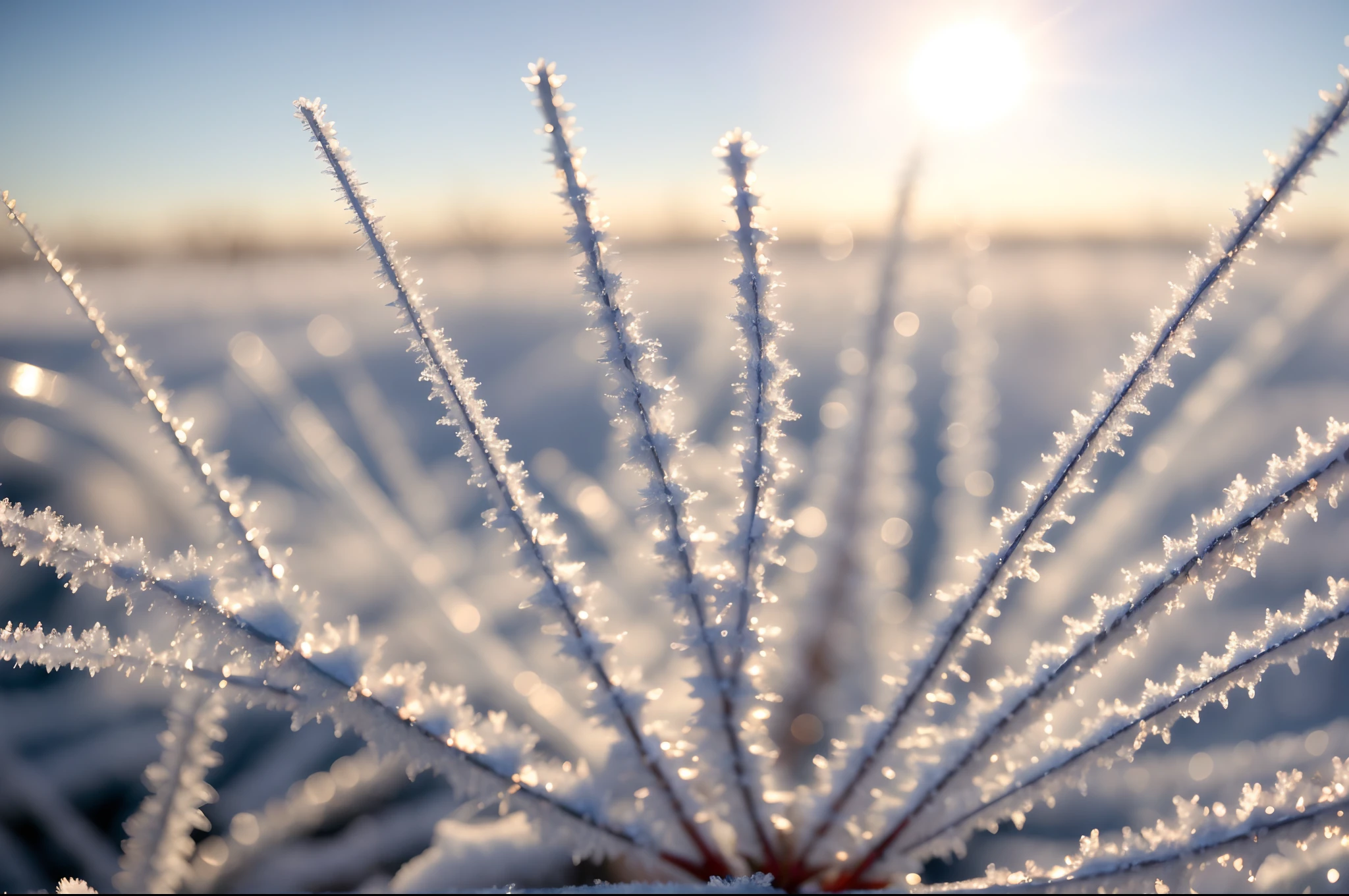 (best quality, 4k, 8k, high resolution, masterpiece: 1.2), ultra detailed, (realistic, photorealistic, photorealistic: 1.37), professional photography, beautiful frozen flower, frost, detailed flower petals, crystal ice patterns, crystals delicate ice patterns, shimmering frost, ethereal beauty, soft pastel colors, subtle gradients, sublime texture, sub-zero atmosphere, dazzling frost crystals, shimmering ice formations, sharp focus, bokeh, mesmerizing details, soft sunlight highlighting ice and the frost, subtle shadows dancing the petals, the delicate veins and patterns of the flower, the crystallized dew drops, the macro lenses that capture intricate details, the meticulous craftsmanship, the serene and tranquil atmosphere, the enchanting and dreamlike landscapes, the majestic frozen flora, which reveals the fragile force of nature.