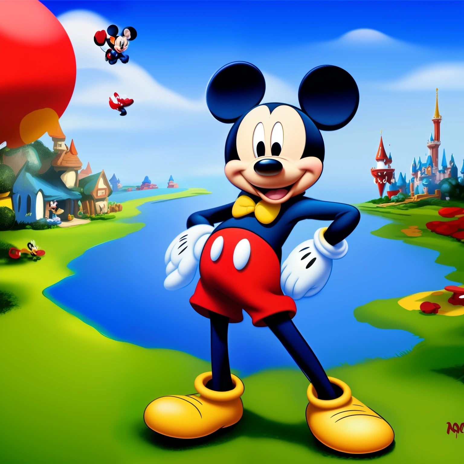 mickey mouse wallpapers hd - screenshote, digital cartoon painting art, cartoon digital painting, disney cartoon, digital art cartoon, cartoon digital art, disney splash art, disney character, cartoon painting, disney artstyle, mickey mouse, digital airbrush painting, disney artist, in style of disney animation, disney render, disney concept art, disney art, disney disney