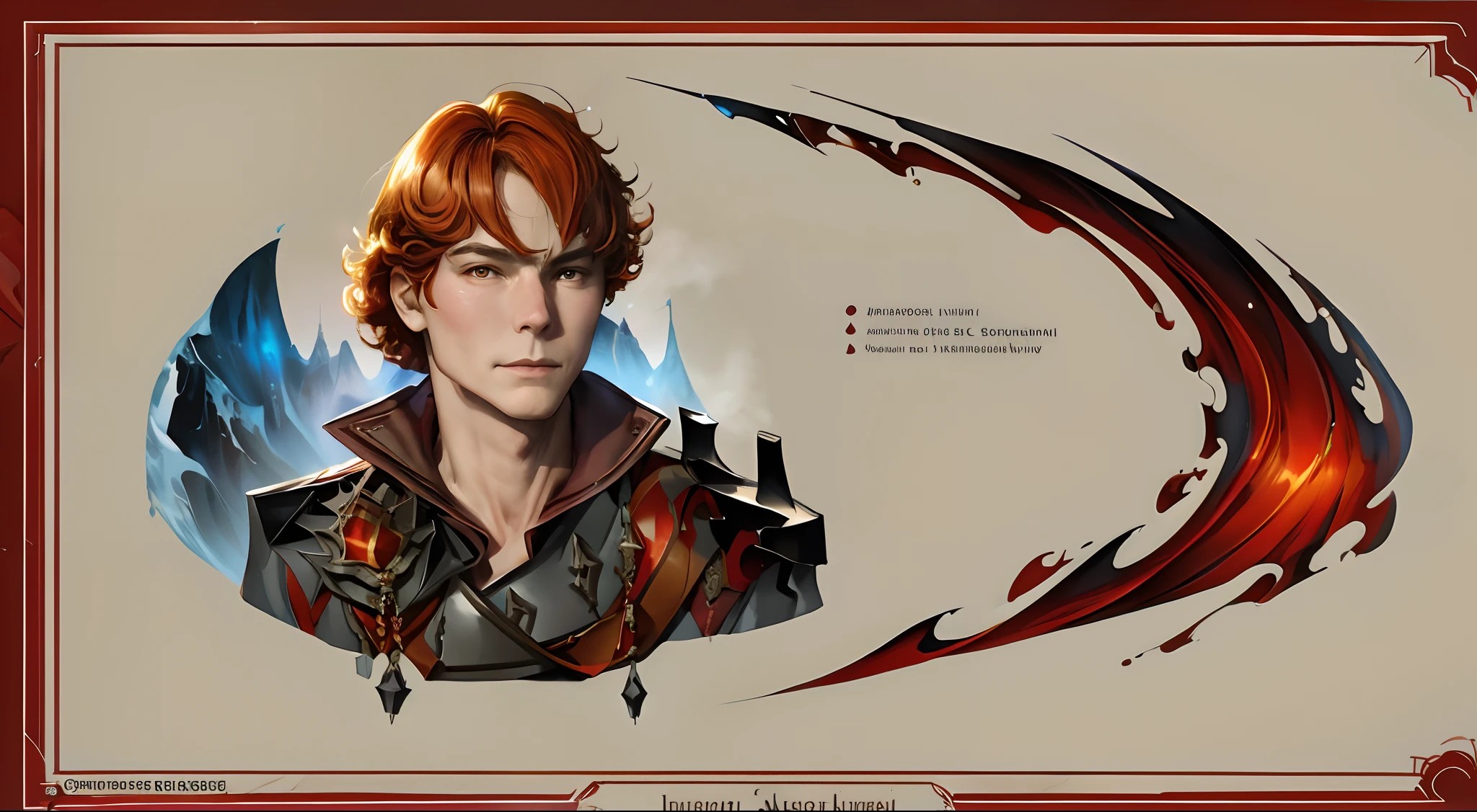 Painting depicting a person, He wears a red coat and a red scarf, Winter concept art, artwork in the style of guweiz, inspired by Magali Villeneuve, based on Ivan Kramskoy, Anton Fadeev, tuomas korpi and wlop, Yang J, inspired by Andrei Ryabushkin, with red berries and icicles,Curly Hair Bob,redhead hair