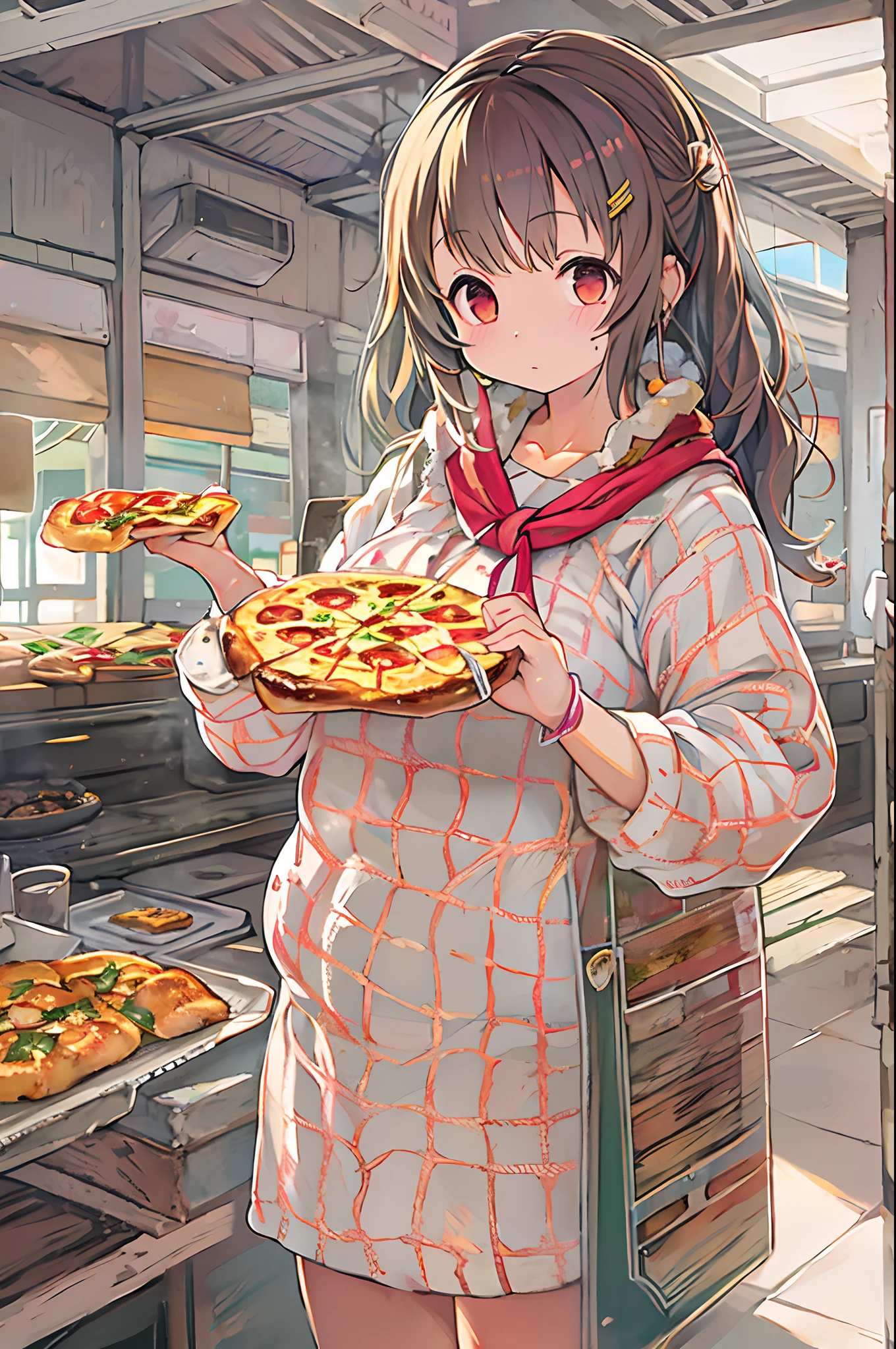 1人、Holding (Slice pizza)1.5