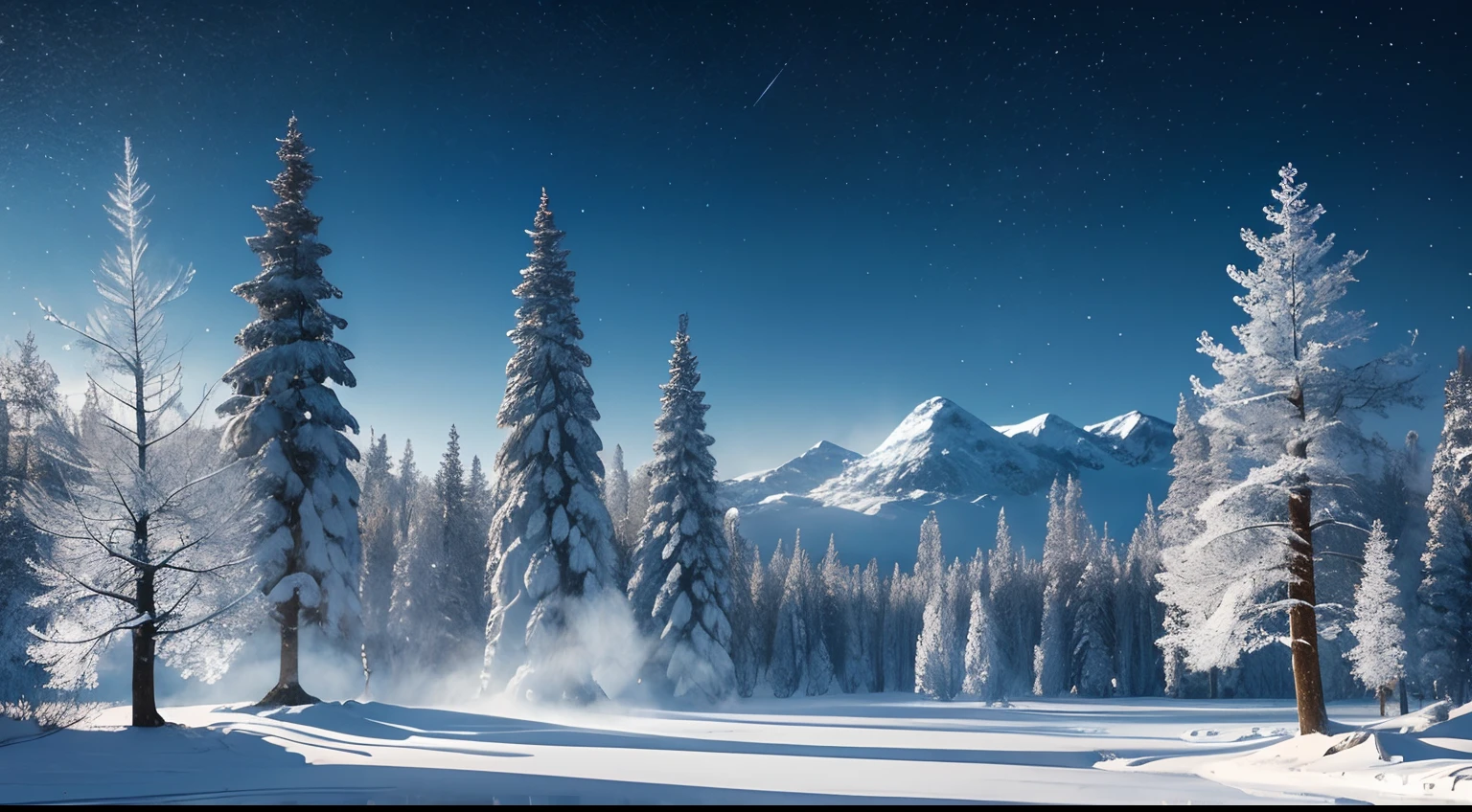in moonlight night, A breathtaking winter landscape captured with cinematic IMAX quality:1.3. The scene is adorned with the delicate beauty of rime ice, as if nature itself has painted the world in a glistening layer of frost. Trees, branches, and every surface are intricately coated with the sparkling crystals of rime ice, turning the entire landscape into a magical wonderland.
The play of light and shadow in this image enhances the enchanting effect of the rime ice, making it appear as if the world is covered in a layer of diamonds. The sunlight, diffused through the ice crystals, creates a soft, ethereal glow, casting long, captivating shadows on the ground.
This scene evokes a sense of serene stillness and tranquility, as if the world is holding its breath in awe of the frozen beauty. It's a perfect representation of the captivating and mystical allure of rime ice in a winter wonderland.