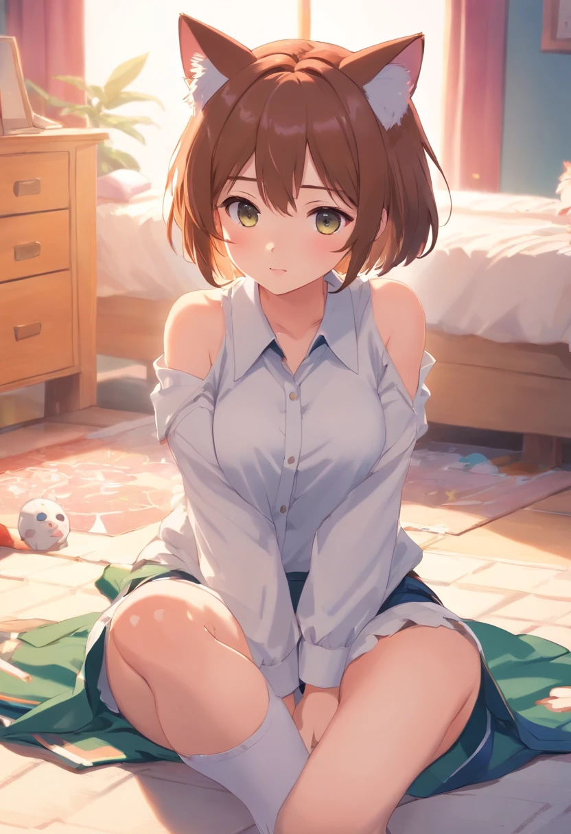 (1 person、solo), Beautiful woman, (Anatomically perfect body), Slender、(Tight-fitting turtleneck sweater, detailed panty), (On the bed), (Lie、Hugging your knees:1.3), (Pussy juice:1.1), 18-year-old、(looking at viewer)、(Highest quality)、Detailed beautiful eyes、Black Hair, short hair, bedroom、(8k, High resolution)、(shy:1.3)、Mid-chest, (steam:1.1), erect nipples、(embarrassed:1.4)