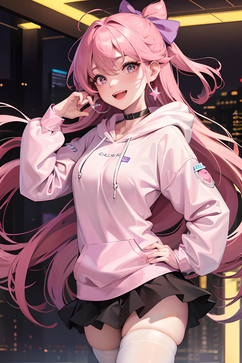 (ideal:1.1), (perfection:1.1), (flawless:1.1), (best quality:1.2), (highest quality:1.2), street, 1girl, solo, (kawaii:1.1), (:1.1), (lovely litt), cute smirk, lovely smirk, comfy clothes, long thigh high stockings, (thick thighs:0.9), small breasts, athletic body, highest quality eyes, highly detailed, 4k, best resolution, high quality shadows, beautiful quality light, best quality upscale, most beautiful upscale
