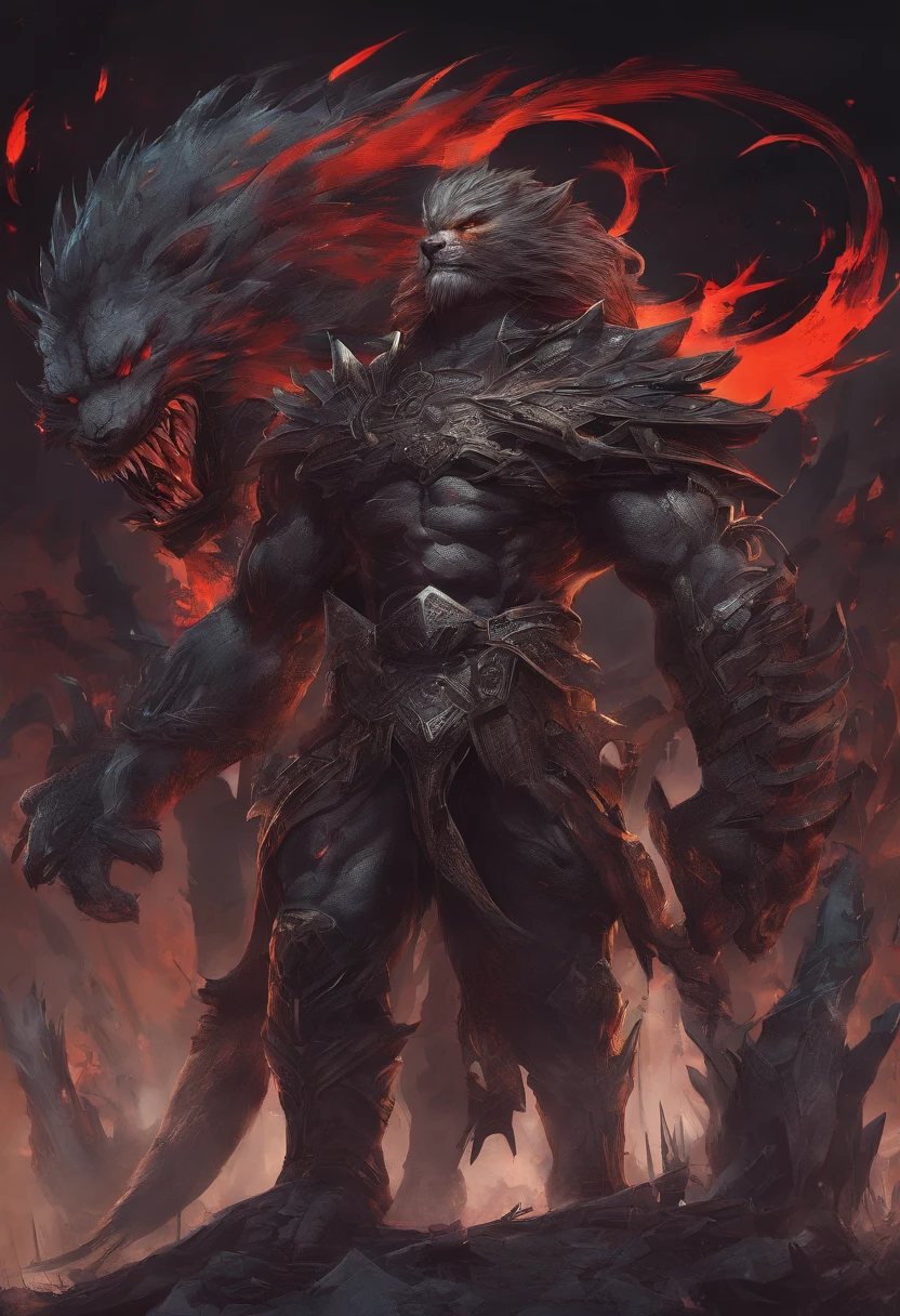Strange monsters in a fantasy world,sabertooth tiger,long canine teeth,Strong limbs,Covered in flames,Blood,Covered with thick spikes,Moon Night,中景 the scene is,Full body like, highly detailed surreal vfx,oc rendered,Shot with 70 mm - AR 16:9 --q 2 --s 1000