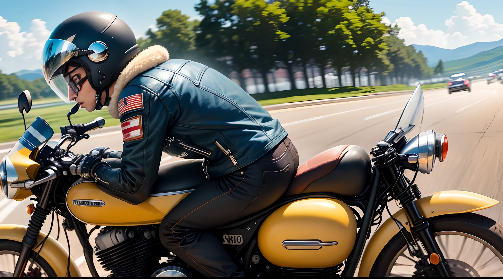 Porco pilotando moto