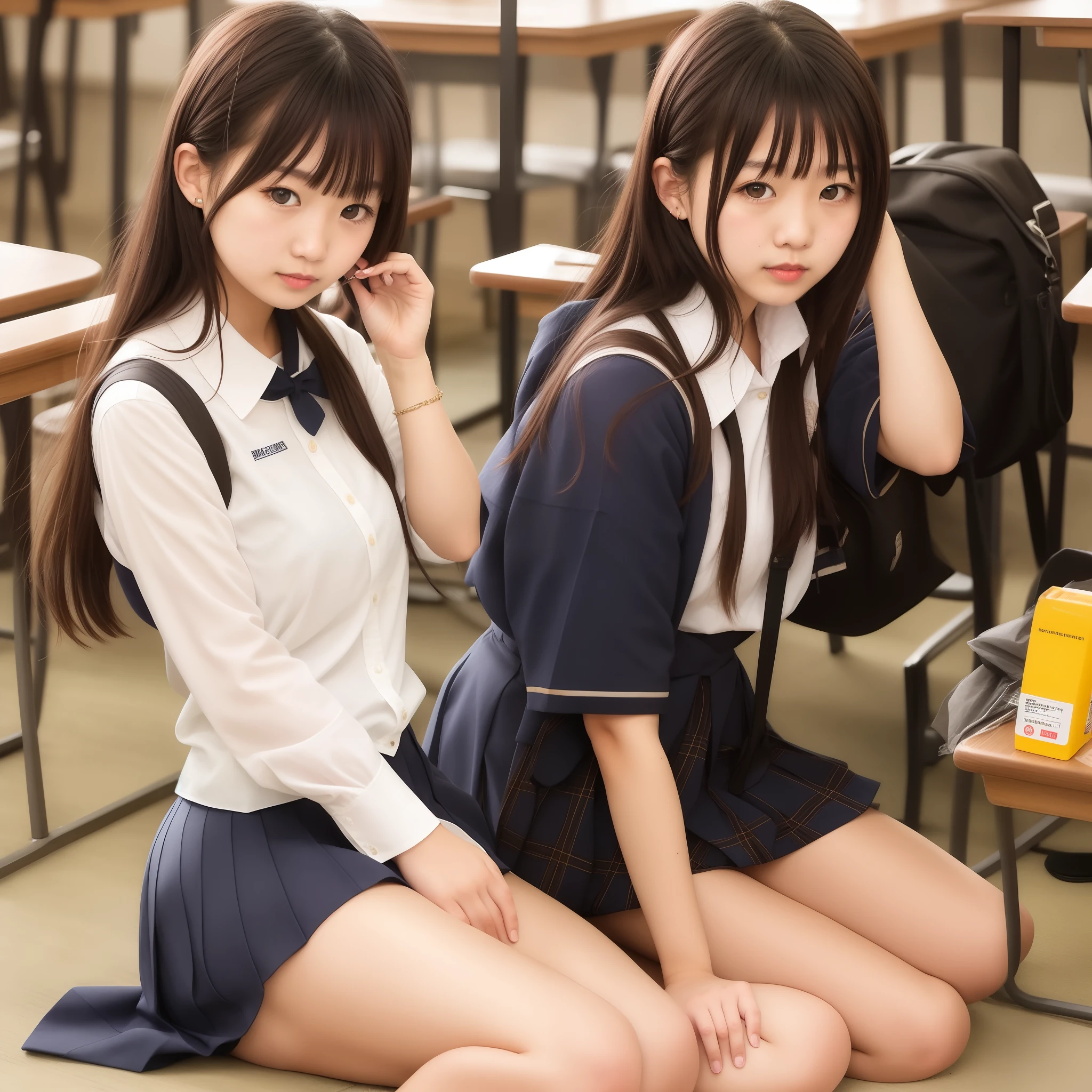 seifuku, photo, realistic, best quality, hires, detailed face, classroom, detailed background, diffused lighting, depth of field, spread pussy