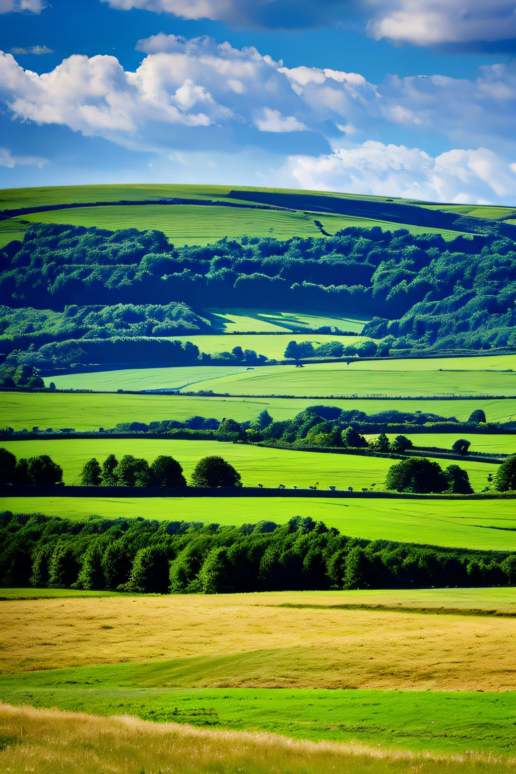 steppe landscape,blues sky and clouds, green forest, Dingdall effect,a country road,Colorful hot air balloons,high quality desktop wallpaper, verdant forest, detailed fields nature, beautiful english countryside, Stunning landscape, Rolling hills, Landscape wallpaper, lush countryside, Patches of green forest, breathtaking landscape, green fields in the background, High quality wallpaper, Beautiful wallpaper