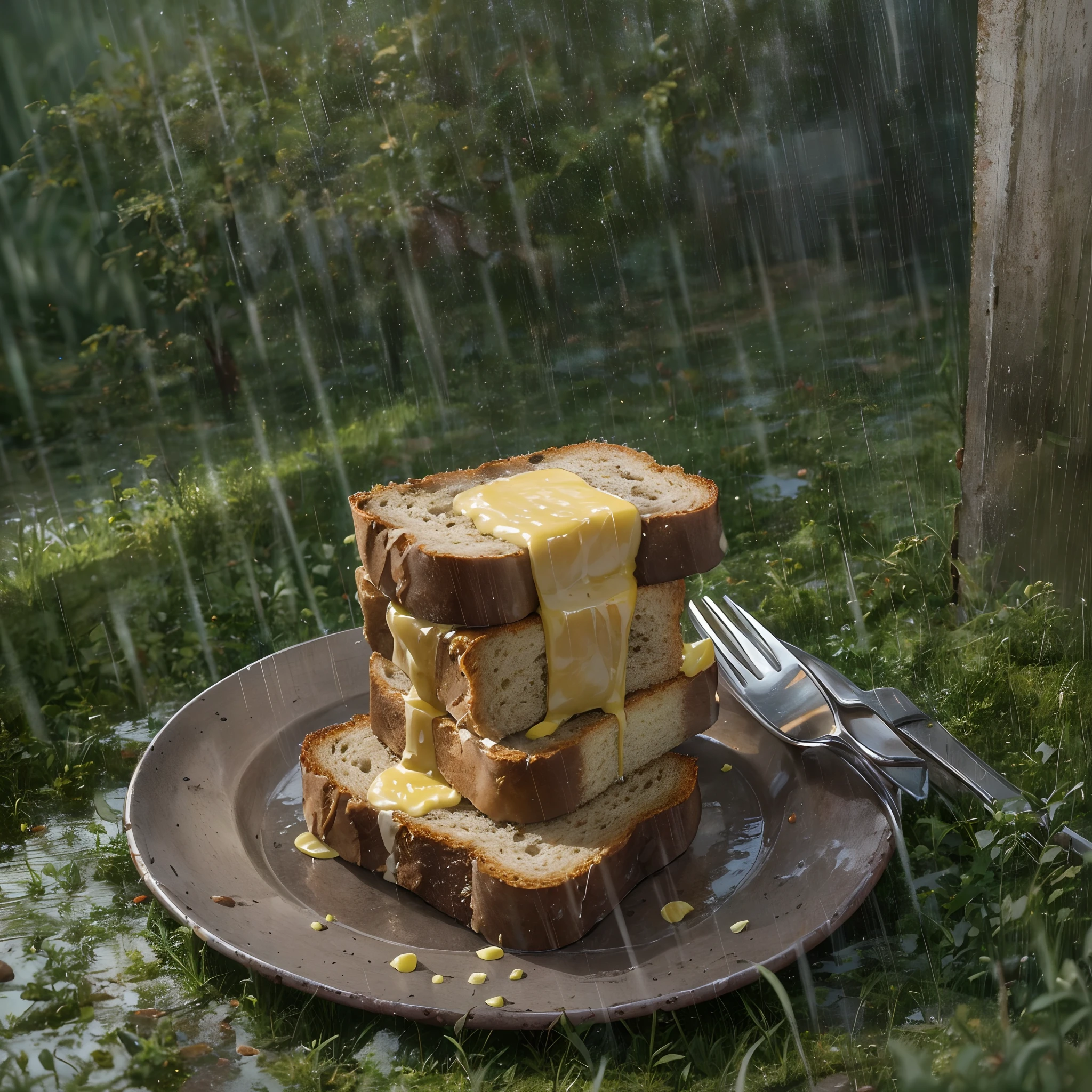 I wonder if it's morning,Alone,Butter on burnt bread,The rain that has stopped is something damp,Raw dryness,