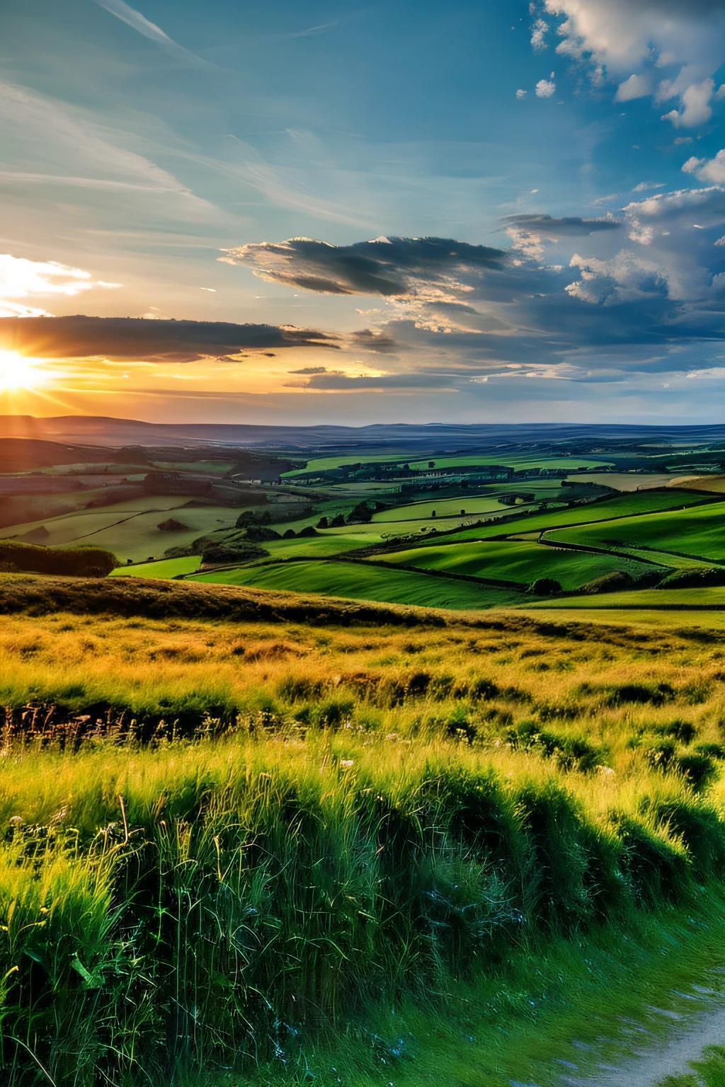 steppe landscape,blues sky and clouds, green forest, Dingdall effect,a country road,Colorful hot air balloons,high quality desktop wallpaper, verdant forest, detailed fields nature, beautiful english countryside, Stunning landscape, Rolling hills, Landscape wallpaper, lush countryside, Patches of green forest, breathtaking landscape, green fields in the background, High quality wallpaper, Beautiful wallpaper