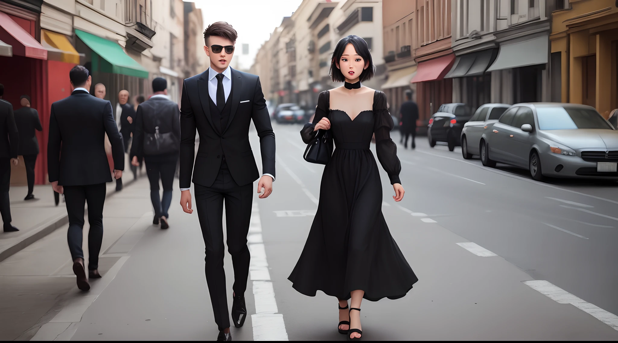 Black dress man street