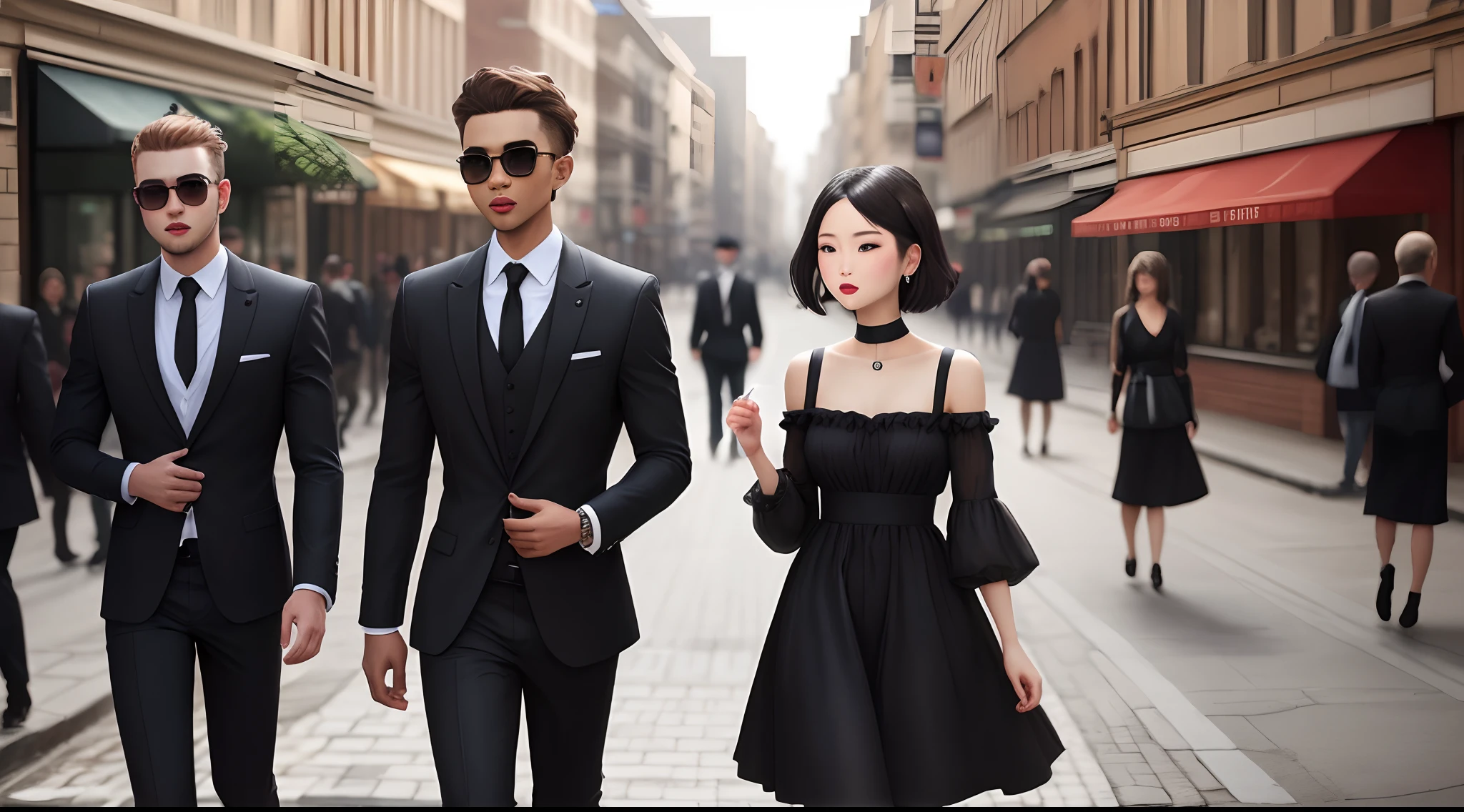 Black dress man street