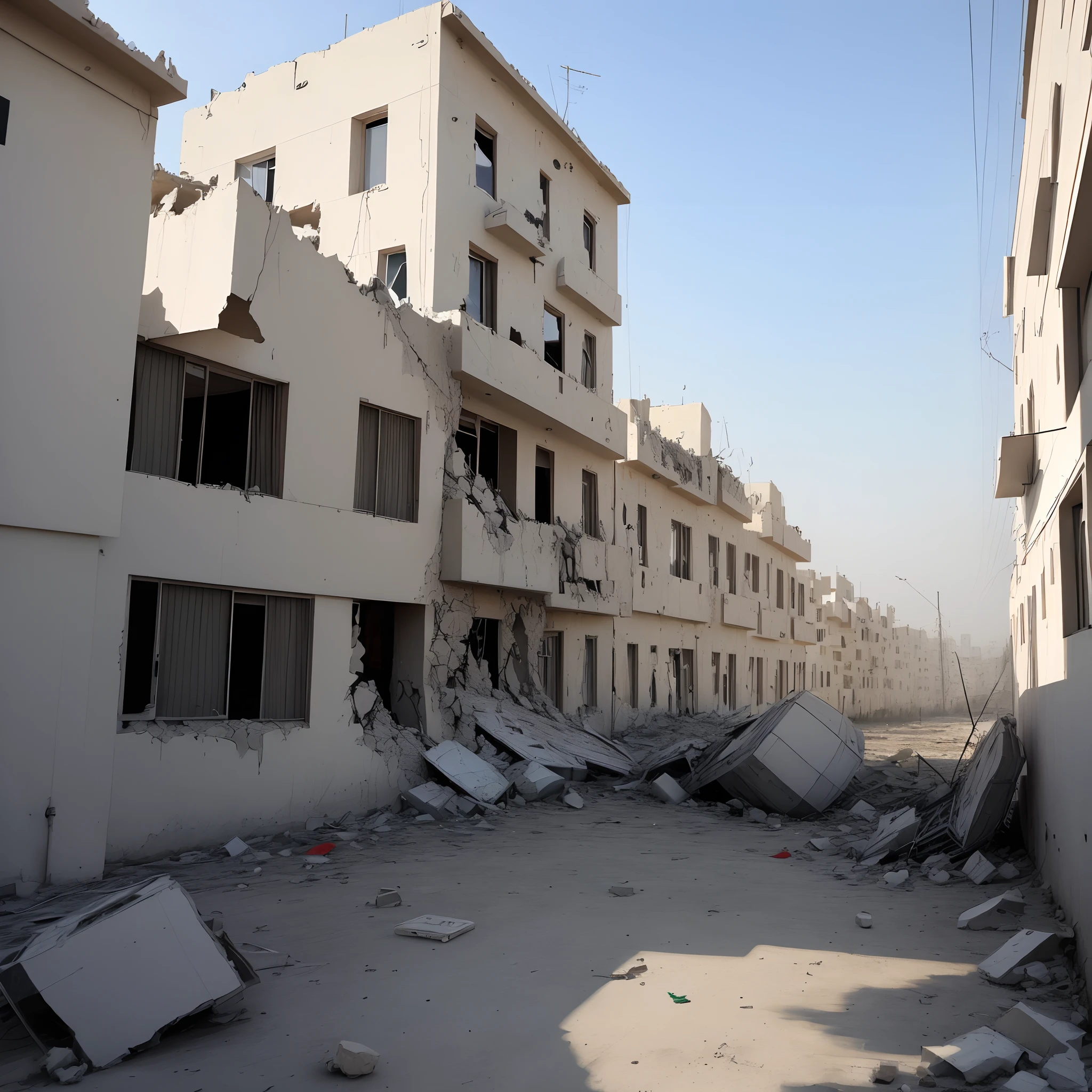 Houses with the flag of Palestine destroyed